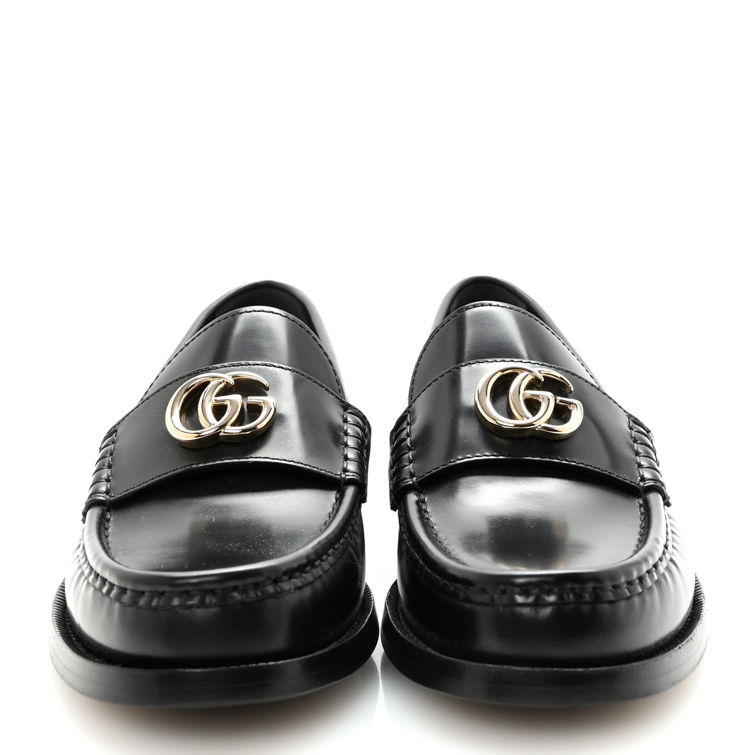 Gucci Calfskin Millennial Ribot Womens GG Loafers 37.5 Black 3 of 10