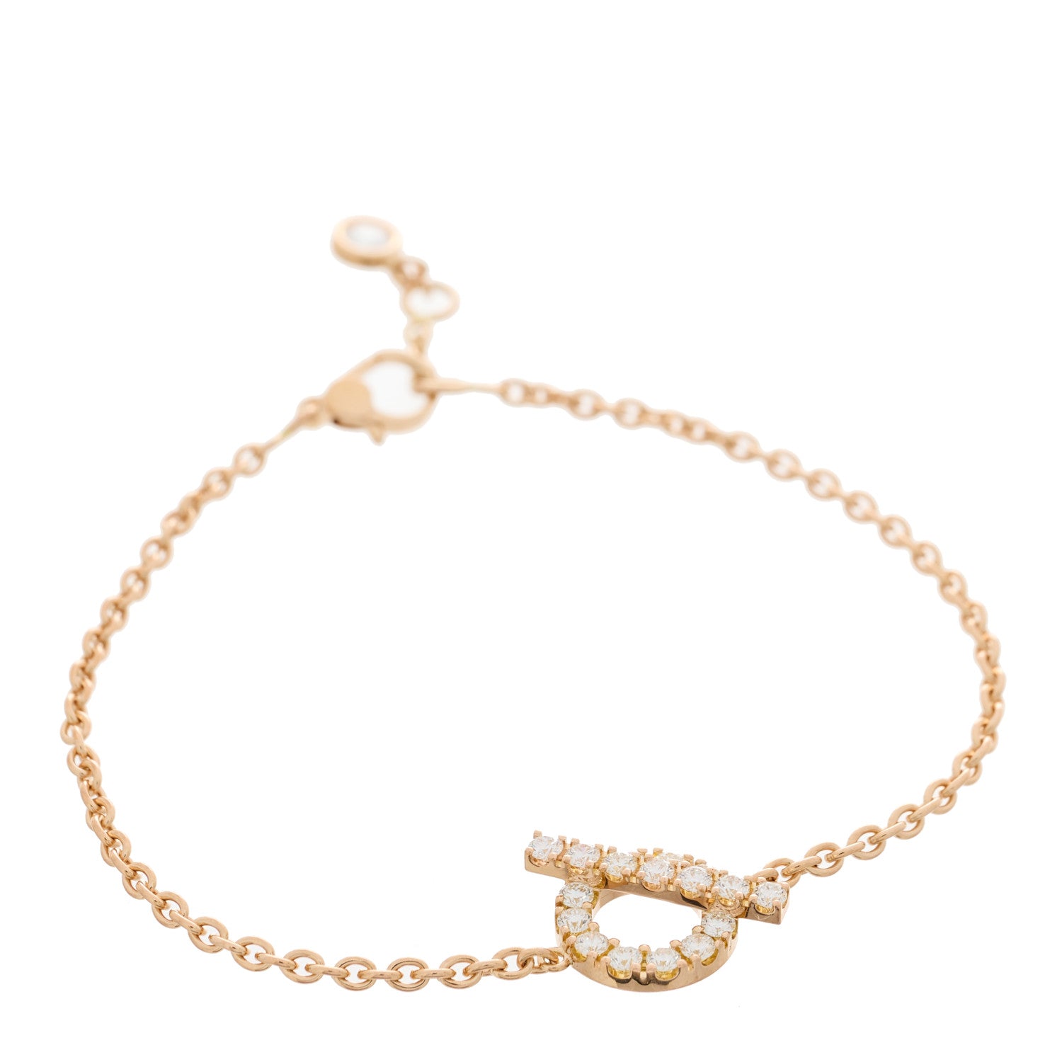 Hermes 18K Rose Gold Diamond Finesse Bracelet ST 1 of 5