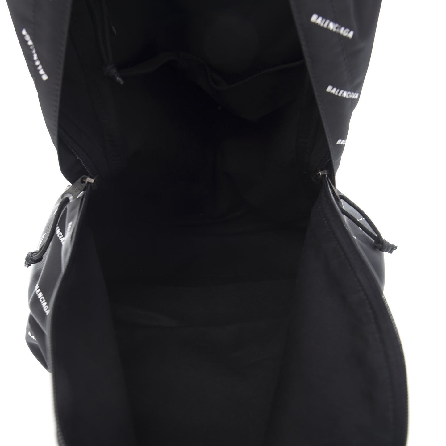 Twill Nylon Allover Logo Print Explorer Backpack Black White