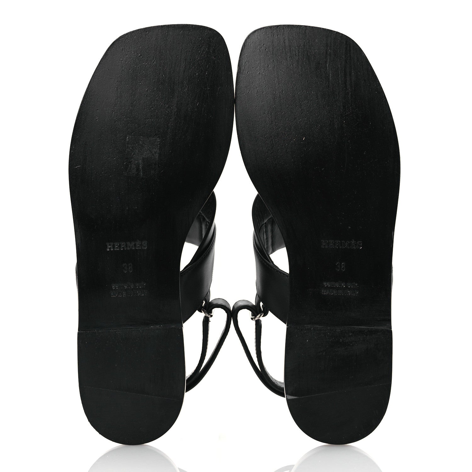 Hermes Calfskin Womens Ines Sandals 38 Black 7 of 14