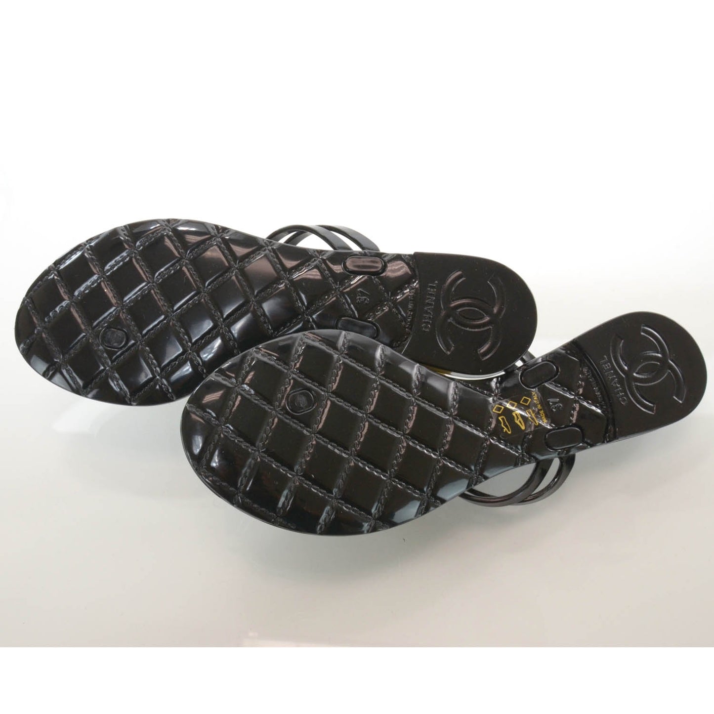 Jelly Camellia Thong Sandals 37 Black Ivory