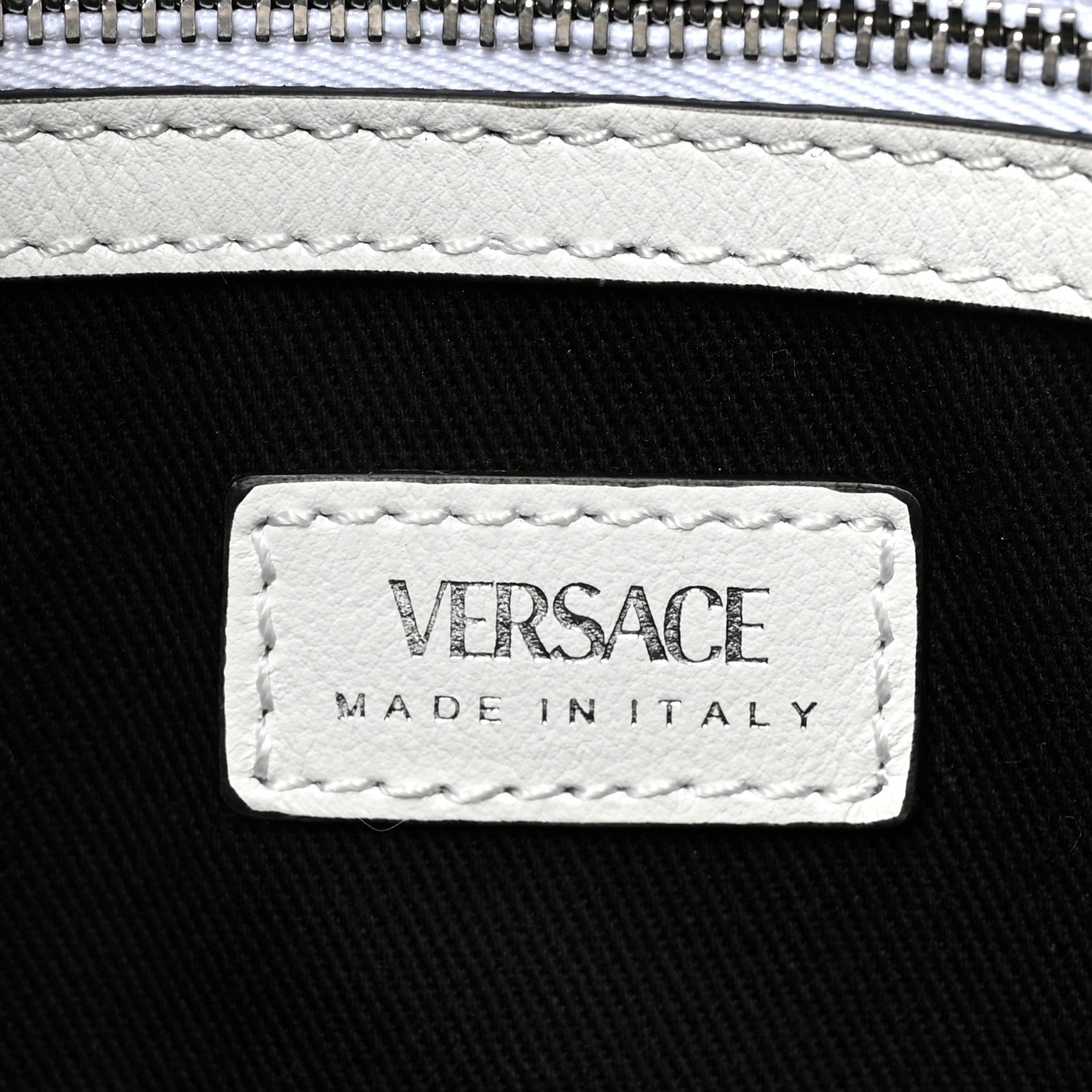 Versace Calfskin Medium Repeat Zip Hobo Optical White 6 of 8