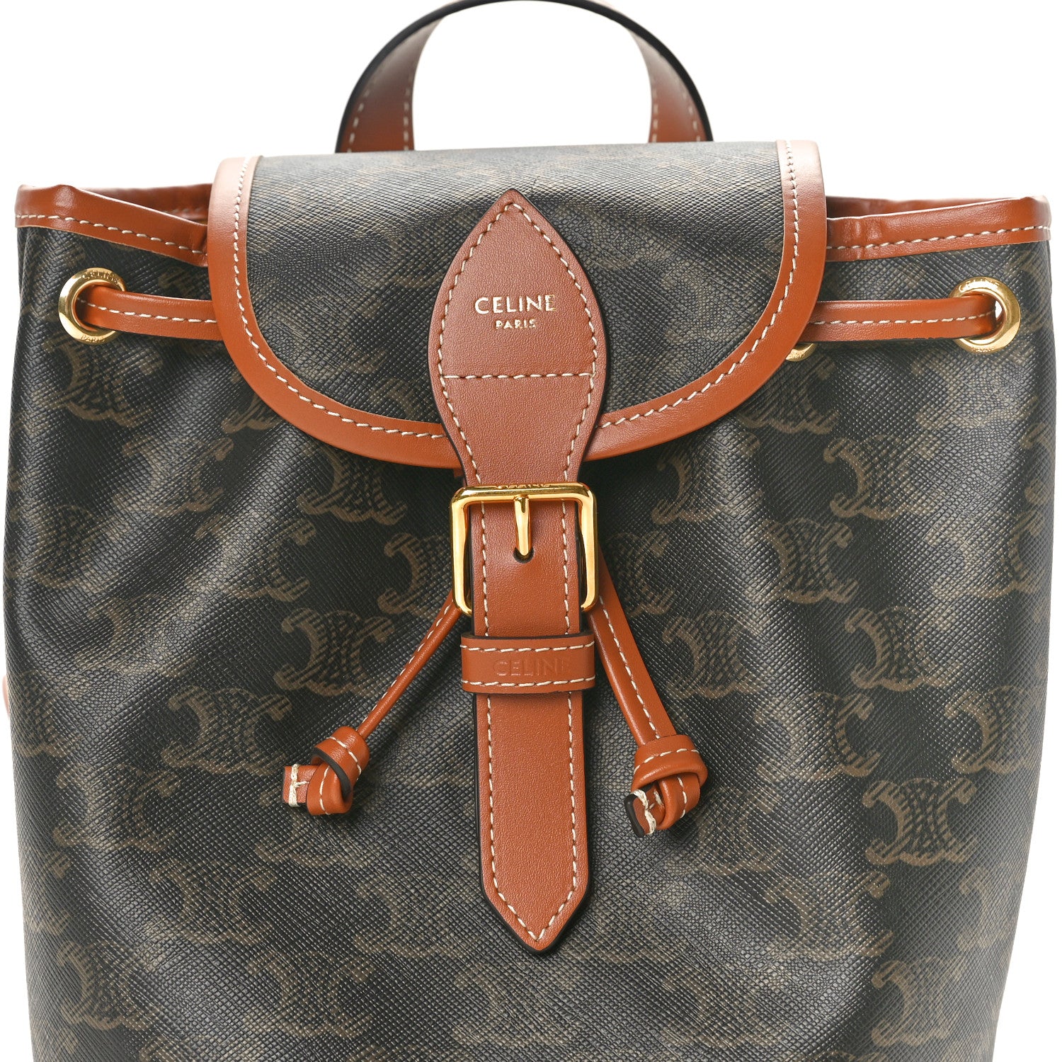 Celine Triomphe Canvas Calfskin Mini Folco Backpack Tan 8 of 11