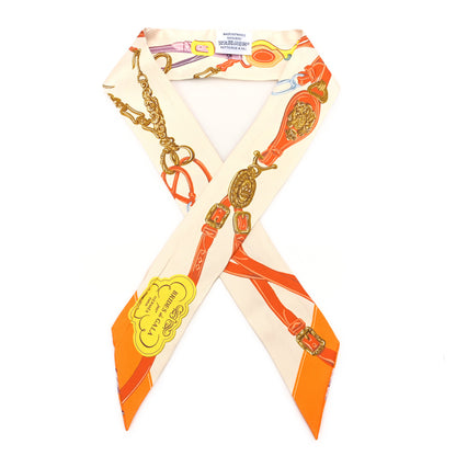 Hermes Silk Brides De Gala Applique Pique Twilly  Creme Orange Jaune 1 of 4
