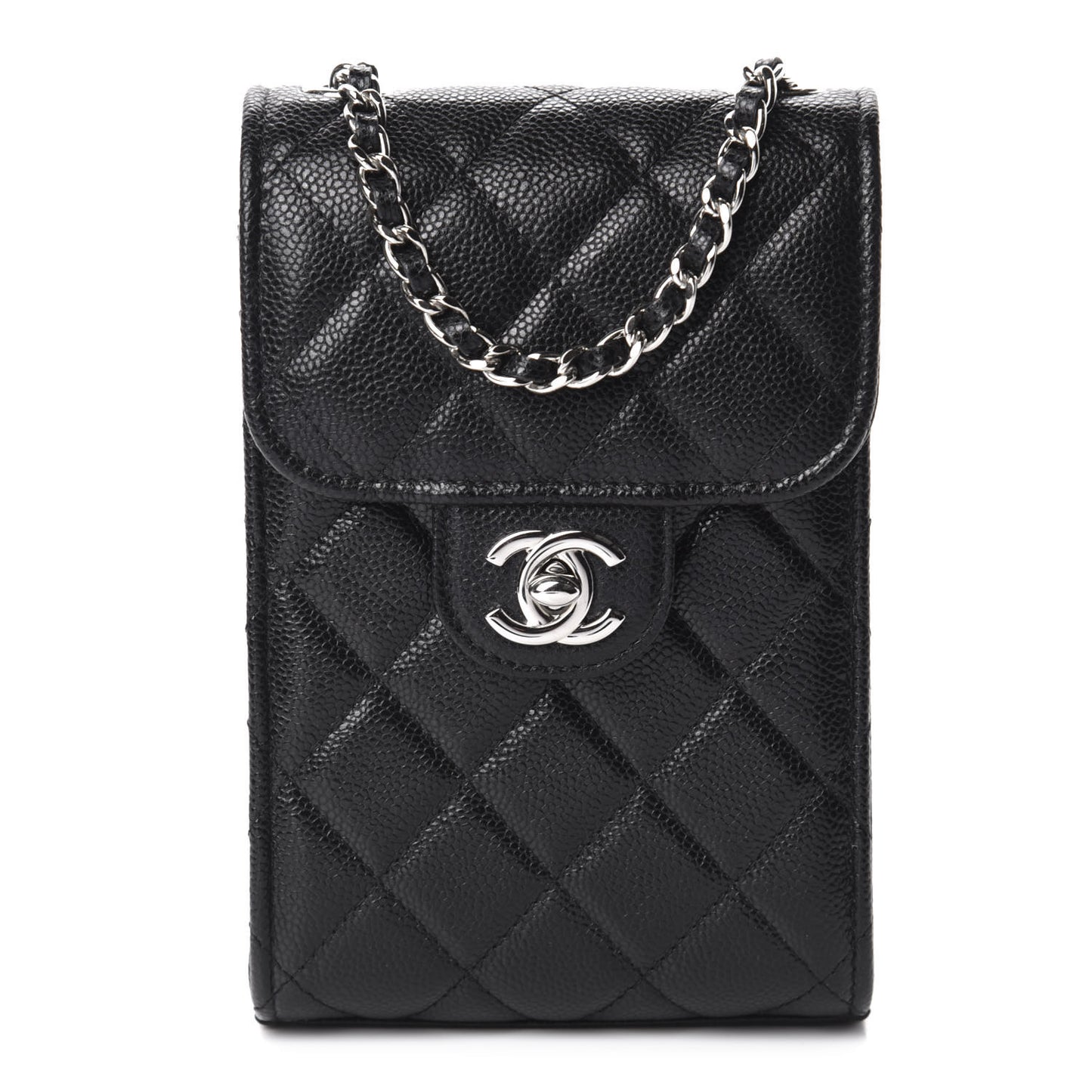 Caviar Quilted Classic Phone Holder Black