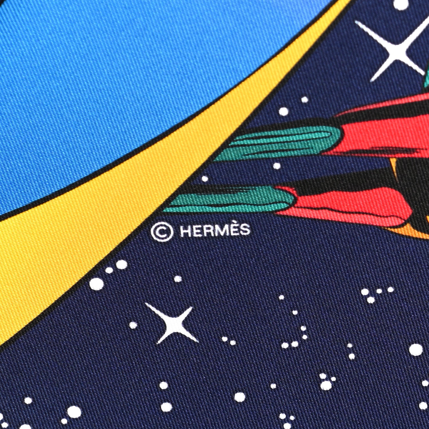 Hermes Silk Space Derby Scarf 90 Marine Rose Vif Multicolor 6 of 7