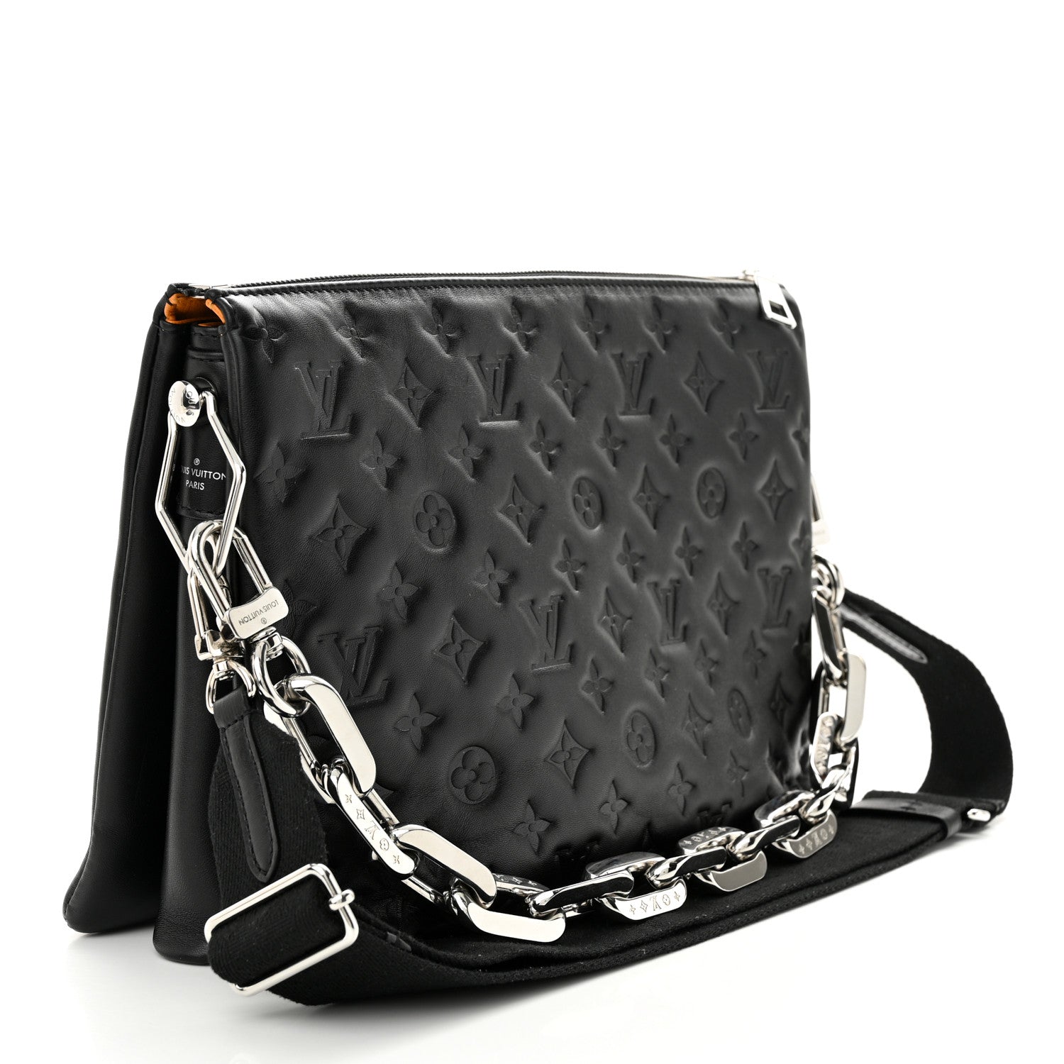 Louis Vuitton LOUIS VUITTON Lambskin Embossed Monogram Coussin MM Black 3 of 9