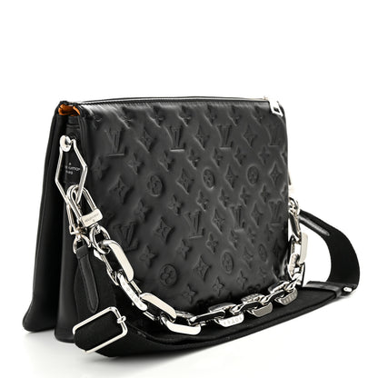 Louis Vuitton LOUIS VUITTON Lambskin Embossed Monogram Coussin MM Black 3 of 9