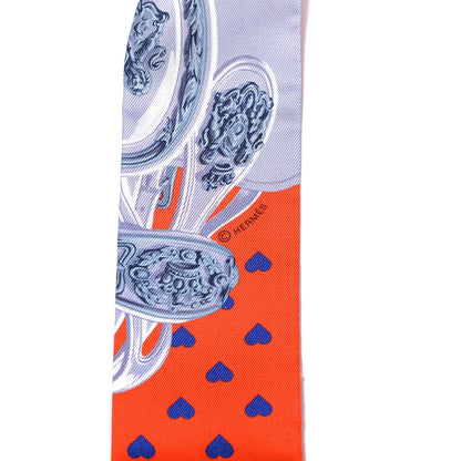 Hermes Silk Brides de Gala Love Twilly Orange Gris Bleuete Saumon 3 of 4