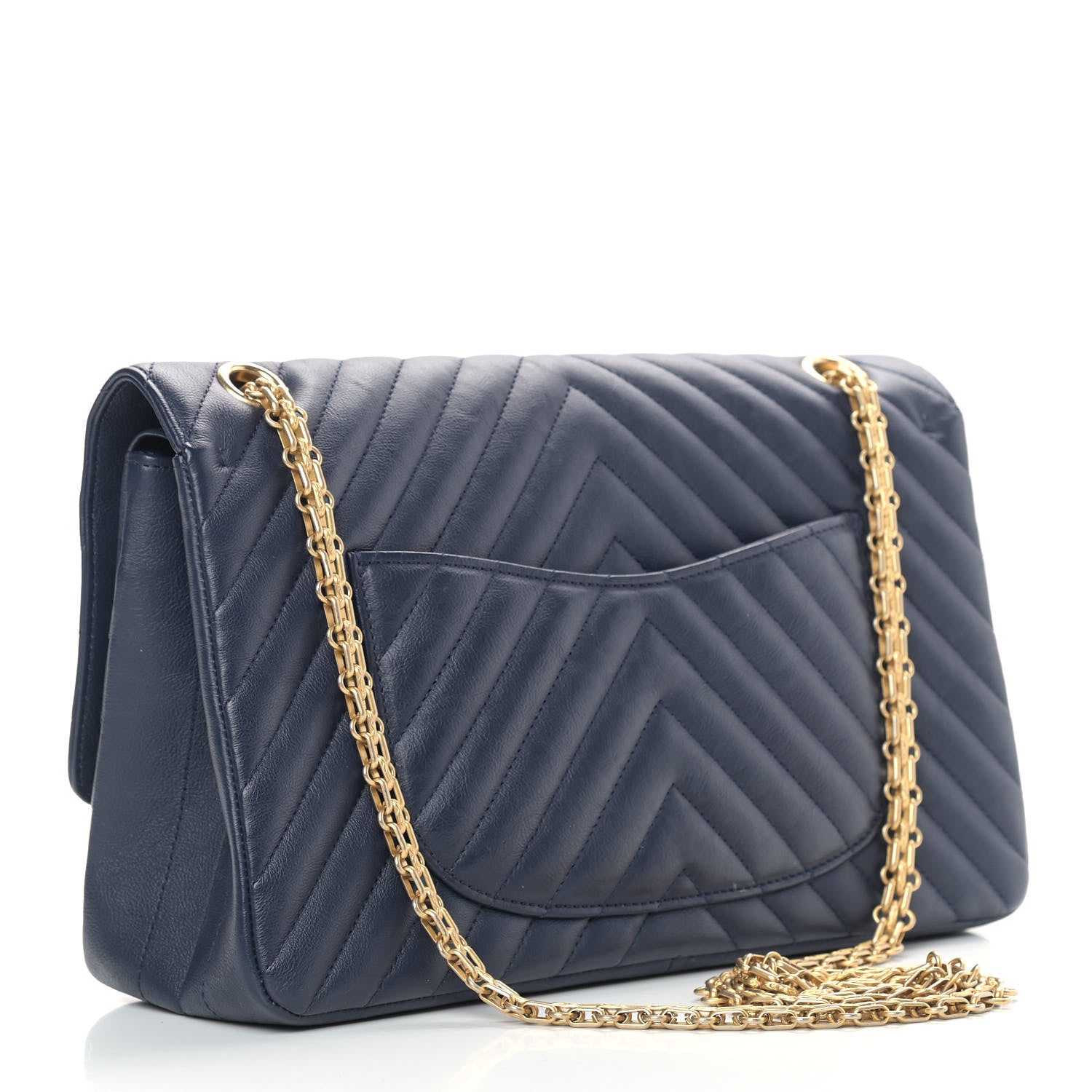 Chanel Crumpled Calfskin Chevron Quilted 2.55 Reissue 226 Navy Blue 3 of 13