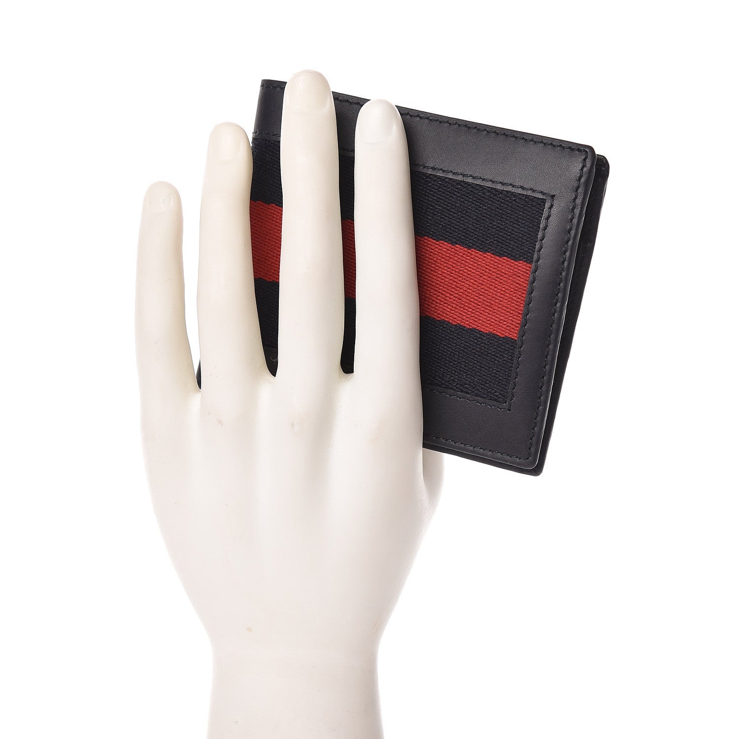 Gucci Calfskin Vintage Web Bi-Fold Wallet Navy 2 of 9