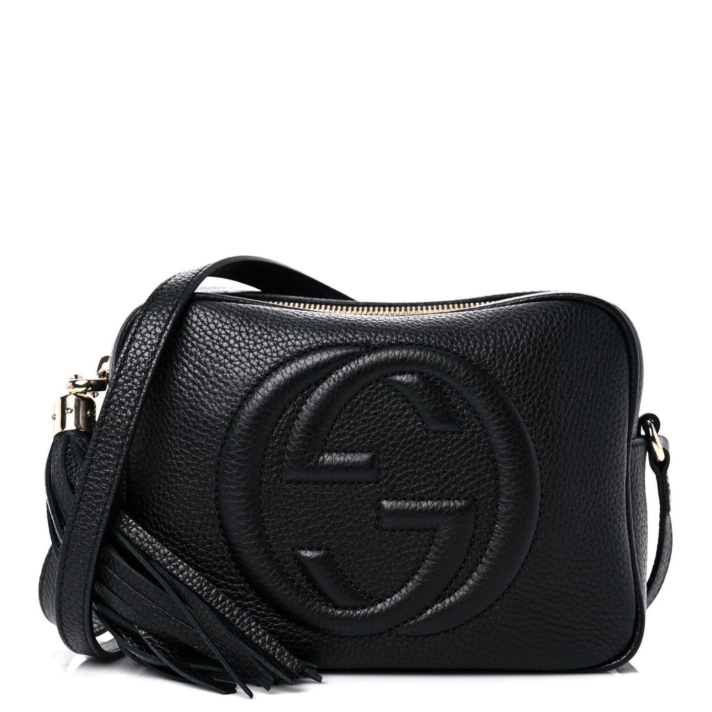 Pebbled Calfskin Small Soho Disco Bag Black