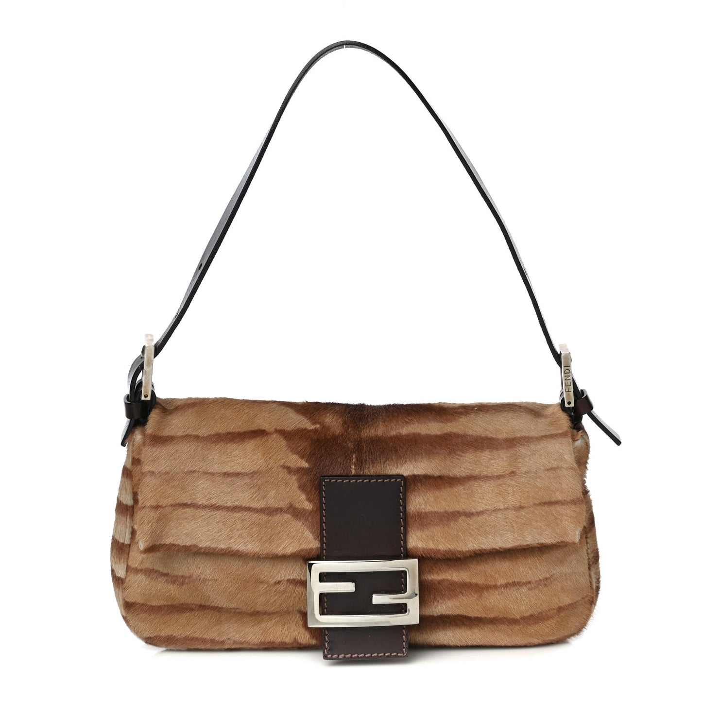 Calf Hair Zebra Print Baguette Brown