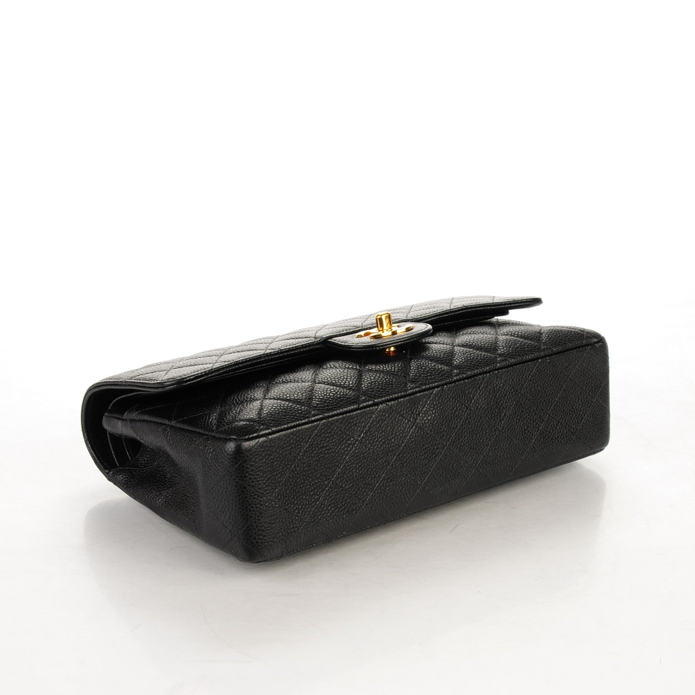 Caviar Quilted Medium Double Flap Black