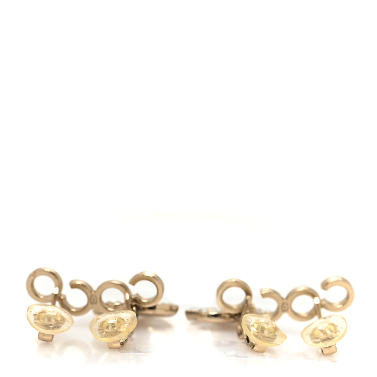 Metal Pearl CC Coco Climber Clip On Earrings Gold