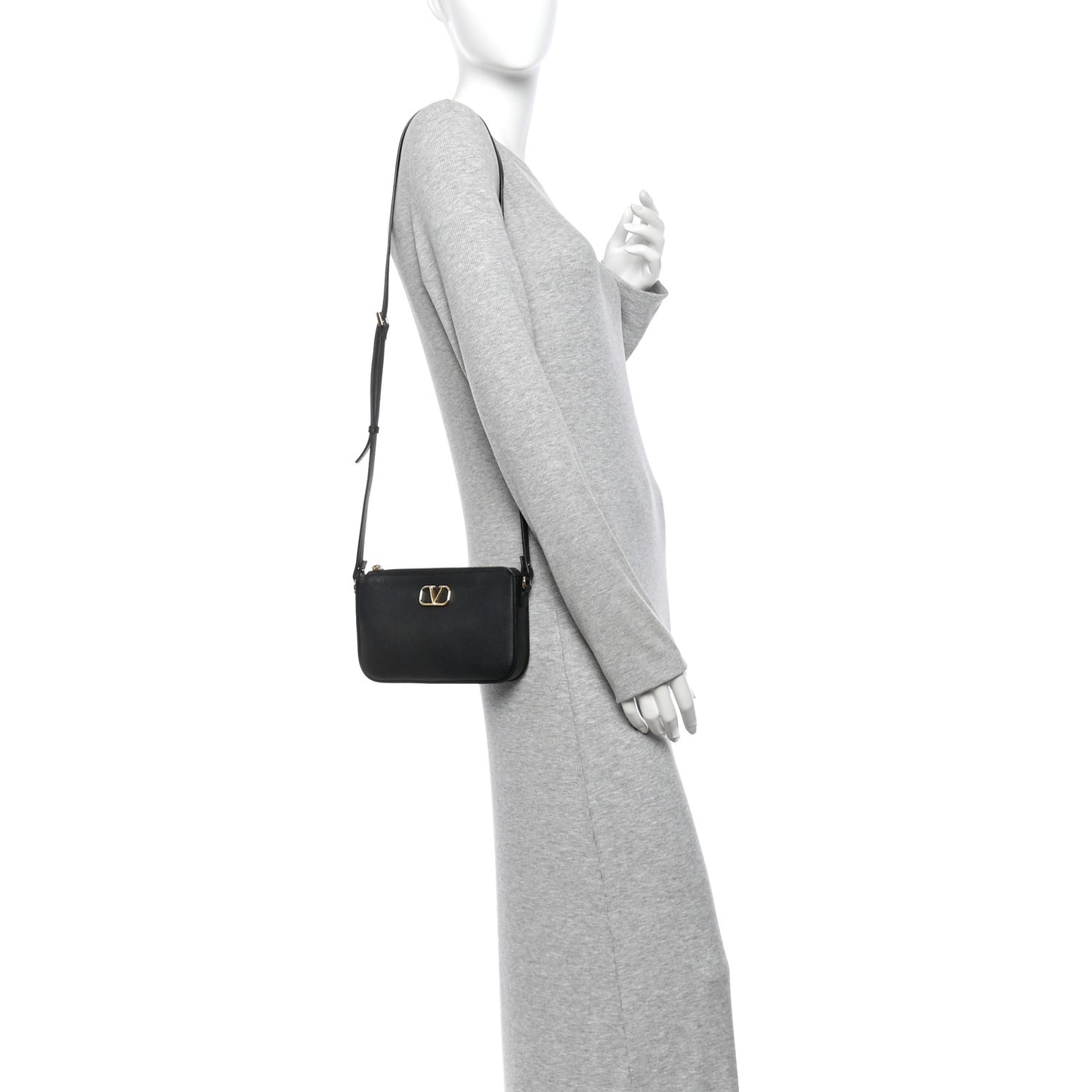Calfskin Mini Vlogo Crossbody Bag Black