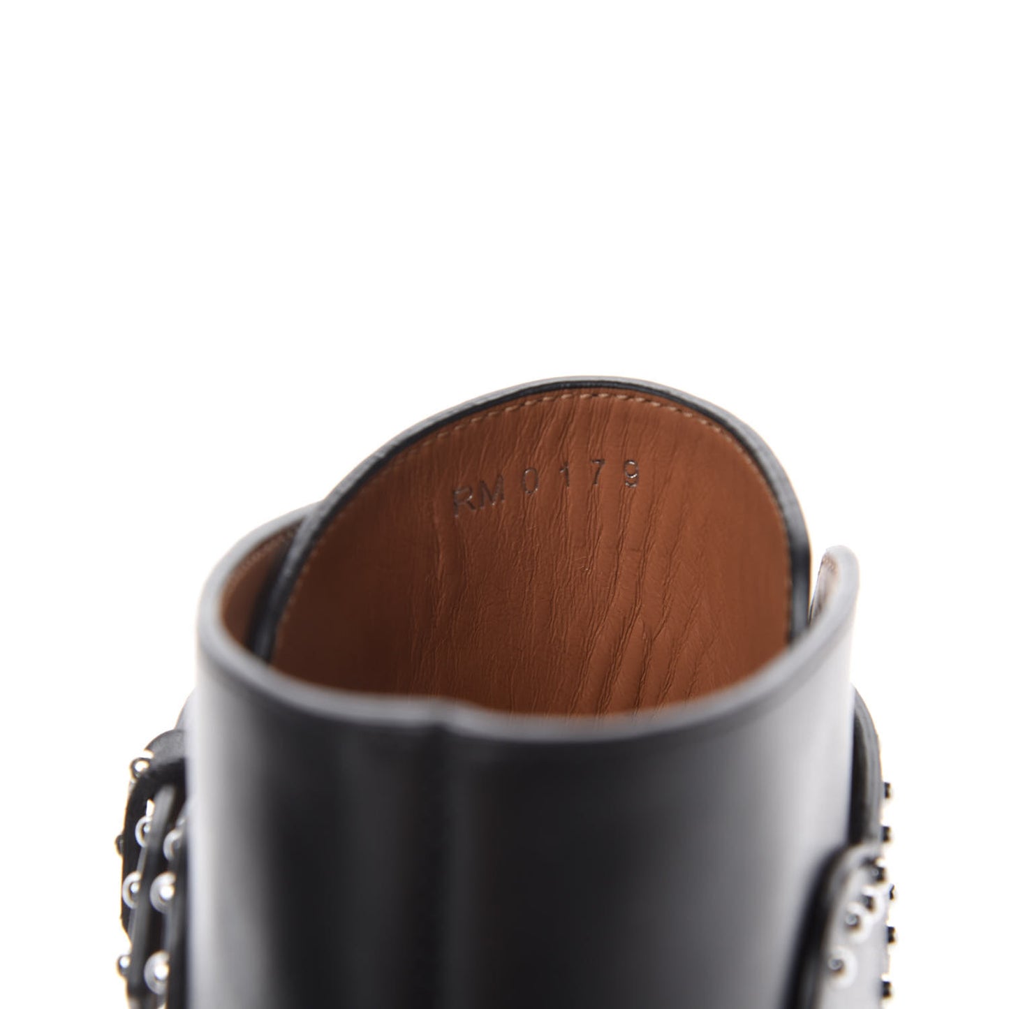 Calfskin Studded Prue Buckle Bootie 39.5 Black