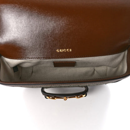 Gucci GG Supreme Monogram Azalea Calfskin Web Mini Horsebit 1955 Shoulder Bag Beige Ebony Brown Sugar 6 of 12