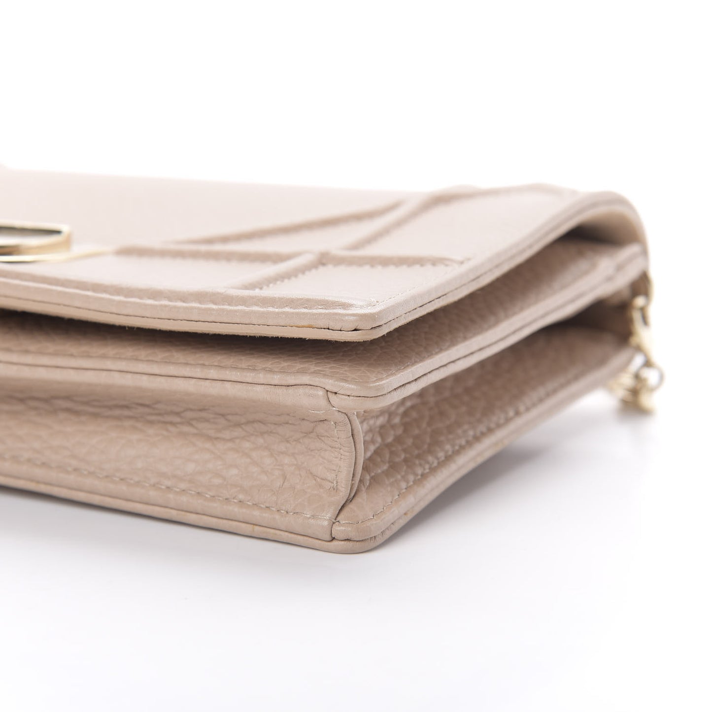 Grained Calfskin Diorama Wallet on Chain Pouch Nude
