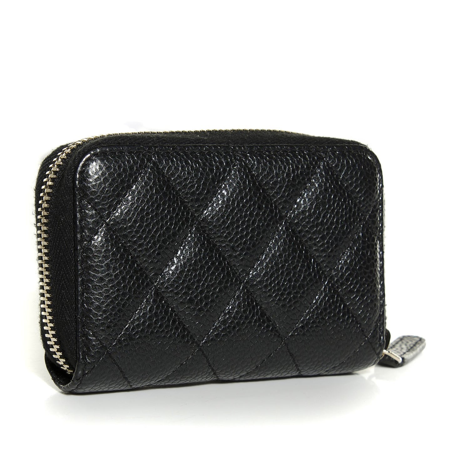 Caviar Quilted Zip Coin Purse Black