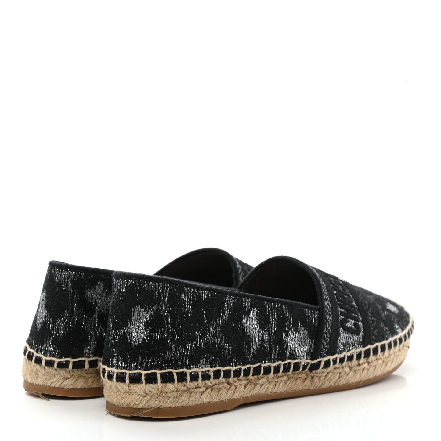 Lurex Embroidered Mizza Granville Espadrille 37 Metallic Grey Black