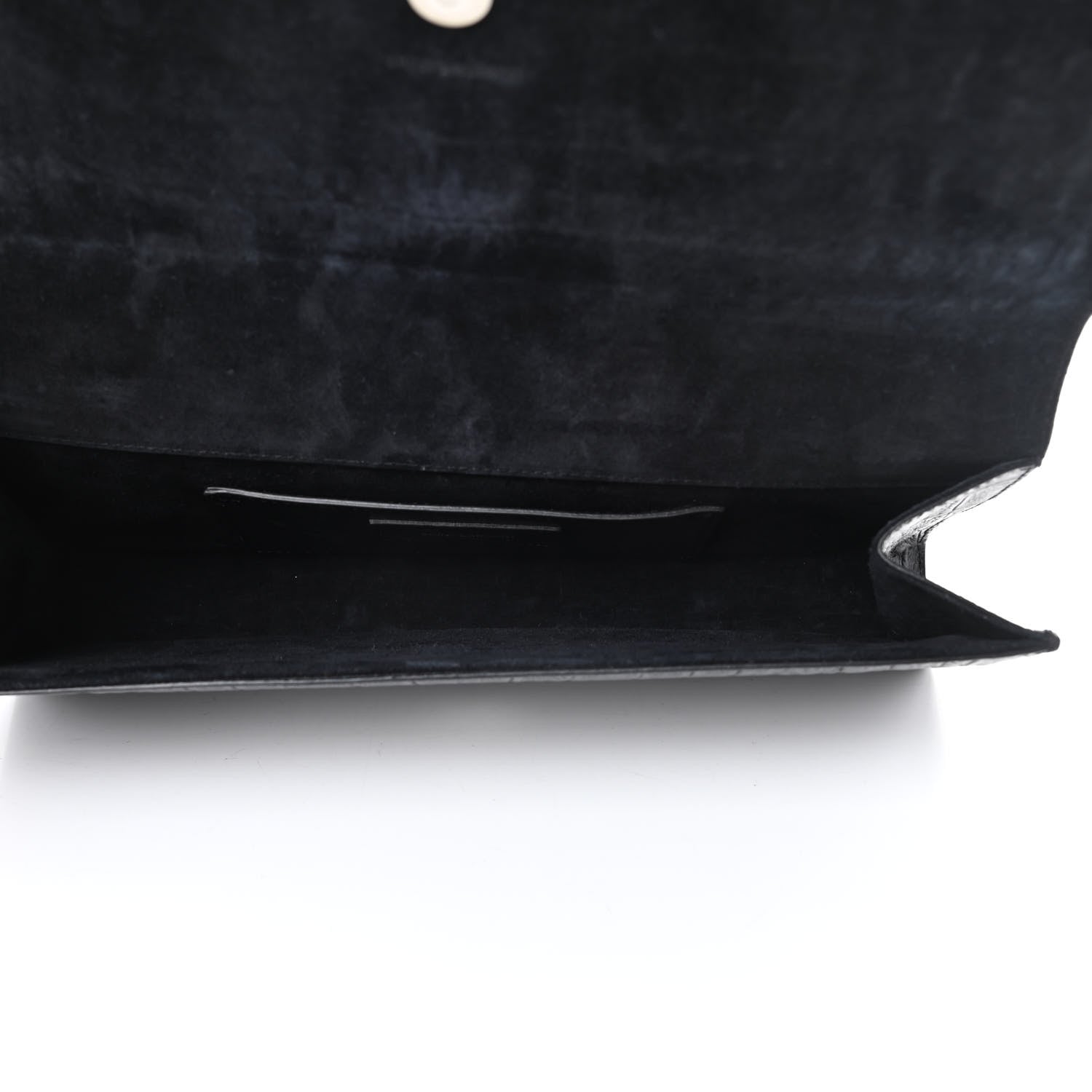Saint Laurent Calfskin Crocodile Embossed Classic Monogram Cassandre Clutch Black 5 of 9