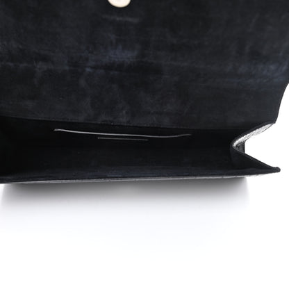 Saint Laurent Calfskin Crocodile Embossed Classic Monogram Cassandre Clutch Black 5 of 9