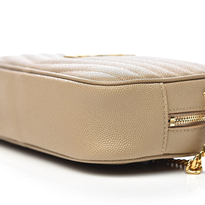Saint Laurent Grain De Poudre Matelasse Monogram Mini Lou Camera Bag Dark Beige 8 of 10