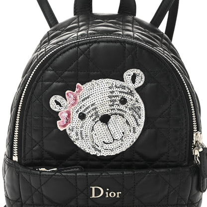 Christian Dior Lambskin Cannage Sequin Bear Mini Backpack Black 8 of 10