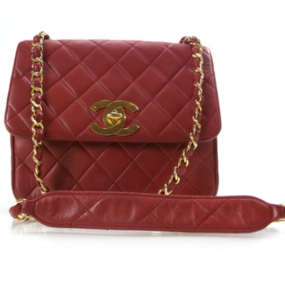 Chanel Lambskin Quilted Shoulder Bag Red 1 of 13