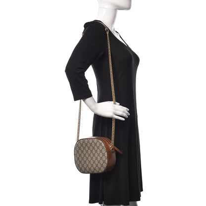 Gucci GG Supreme Monogram Cuoio Toscano Mini Chain Shoulder Bag Beige Ebony Cuir 2 of 21