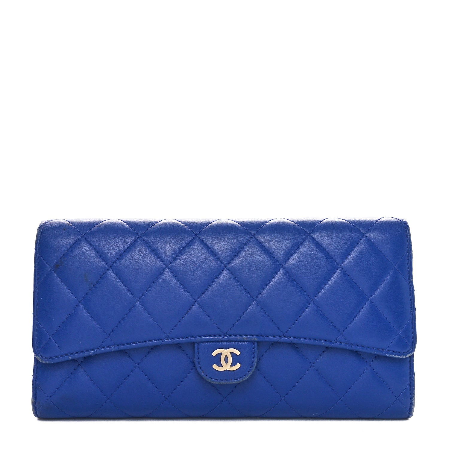 Chanel Lambskin Quilted Travel Wallet Royal Blue 1 of 11