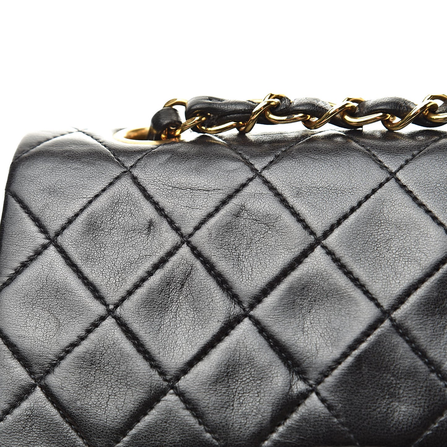 Lambskin Quilted Small Double Flap Black