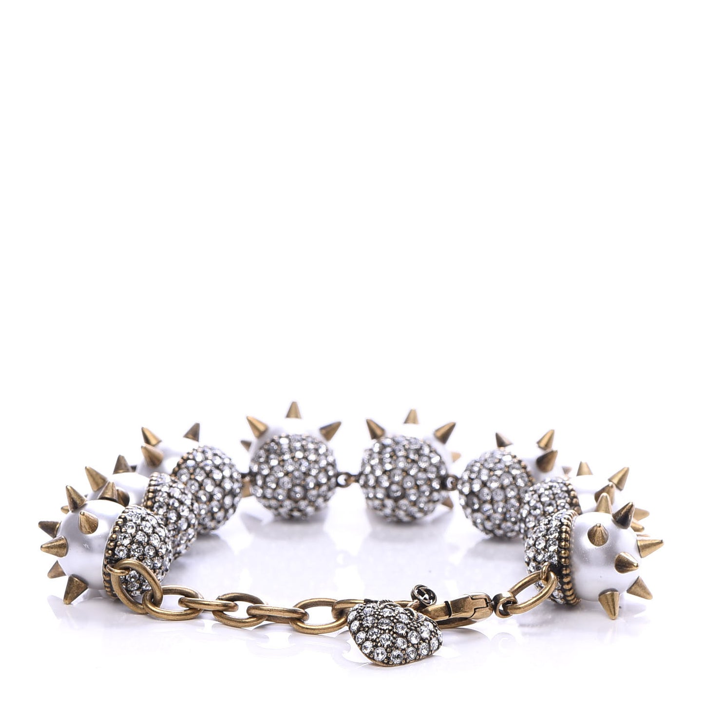 Embellished Strass Spikes Bracelet Gold Cream