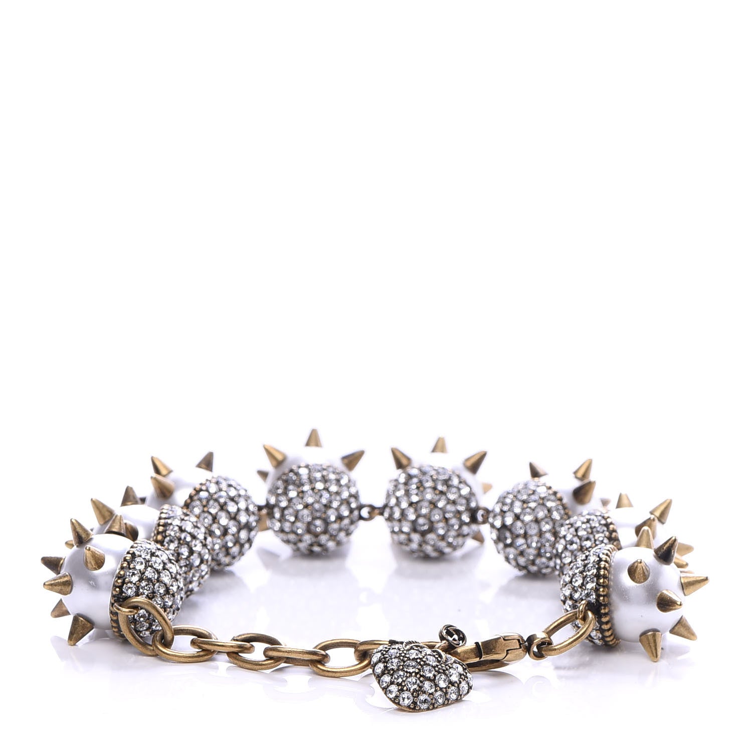 Gucci Embellished Strass Spikes Bracelet Gold Cream 3 of 4