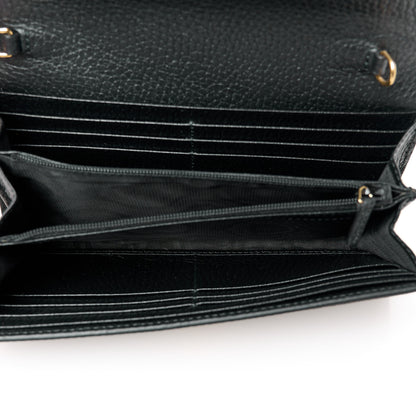 Gucci Dollar Calfskin GG Supreme Monogram Petite GG Marmont Wallet Chain Bag Black Beige Ebony 5 of 10