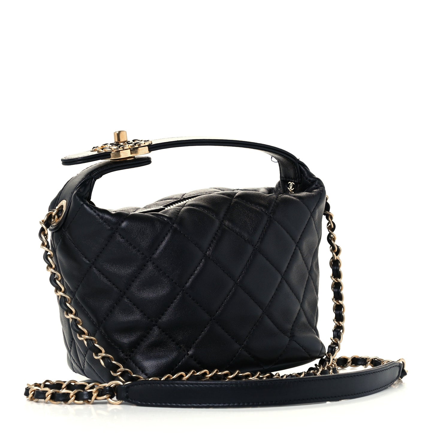 Lambskin Quilted Small Perfect Meeting Hobo Black