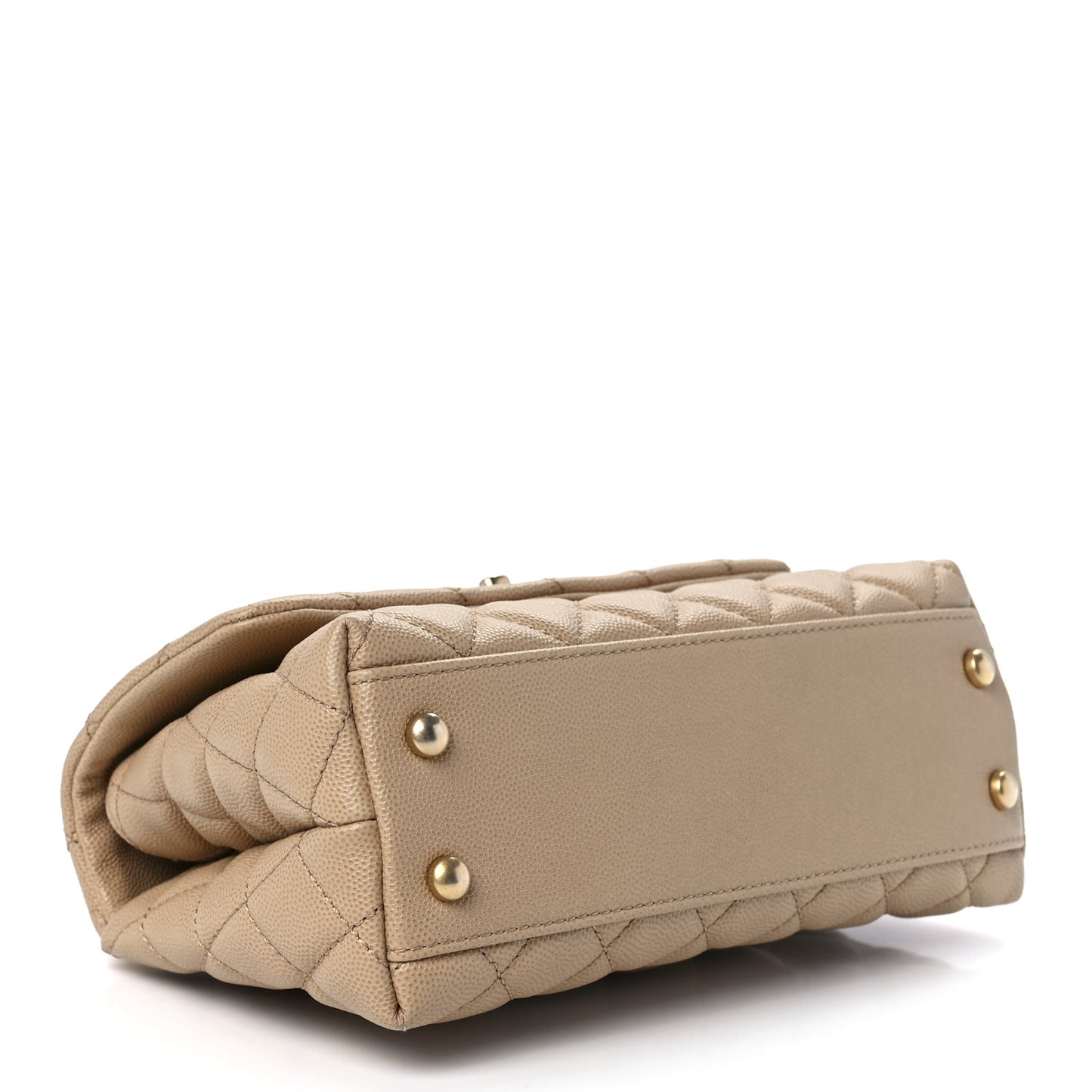 Caviar Quilted Mini Coco Handle Flap Beige