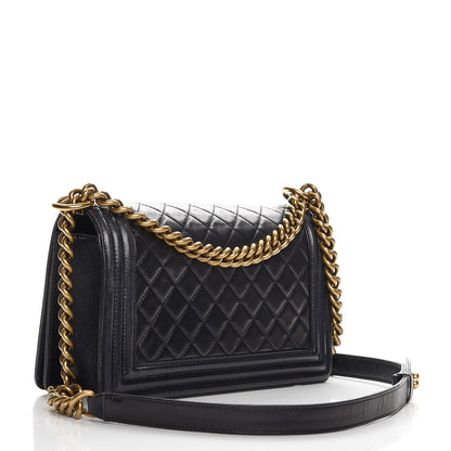Chanel Lambskin Quilted Medium Boy Flap Pearly Black 3 of 14