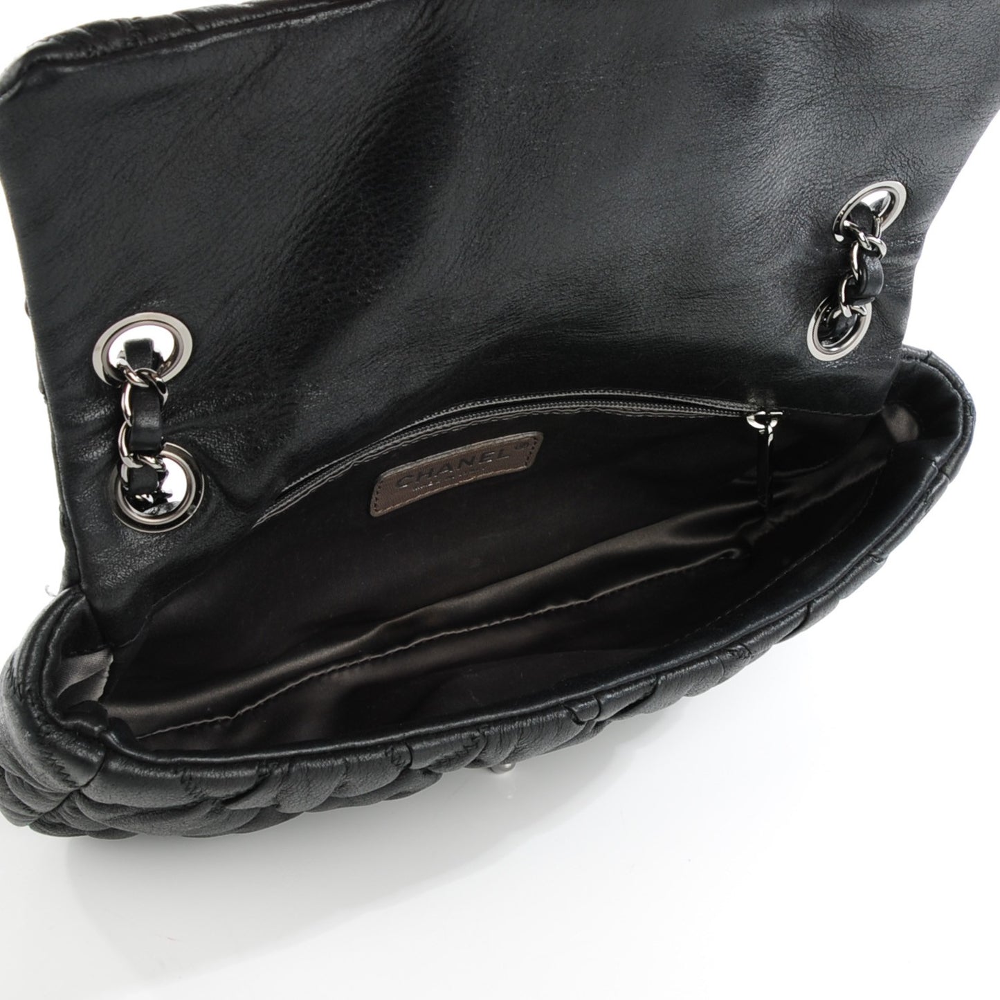 Calfskin Small Bubble Quilt Flap Bag Black