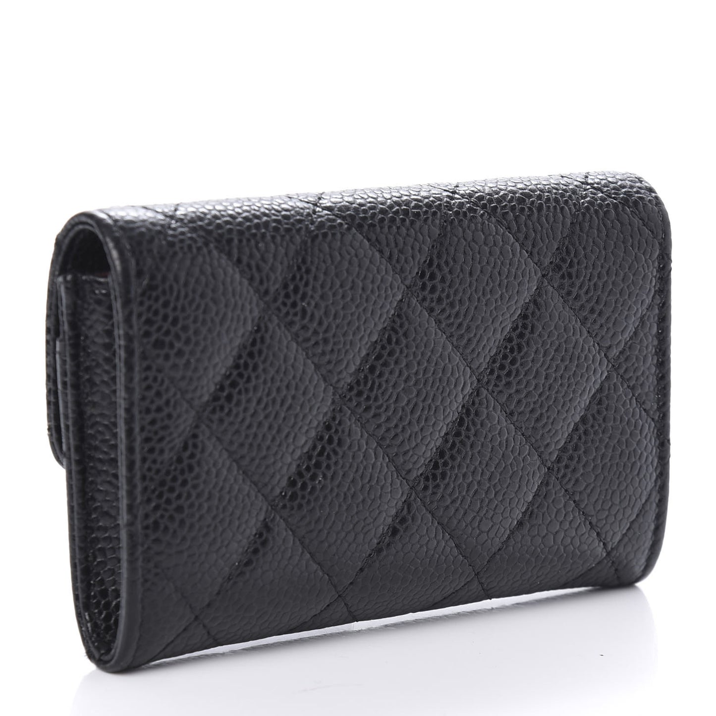 Caviar Quilted Flap Card Holder Black