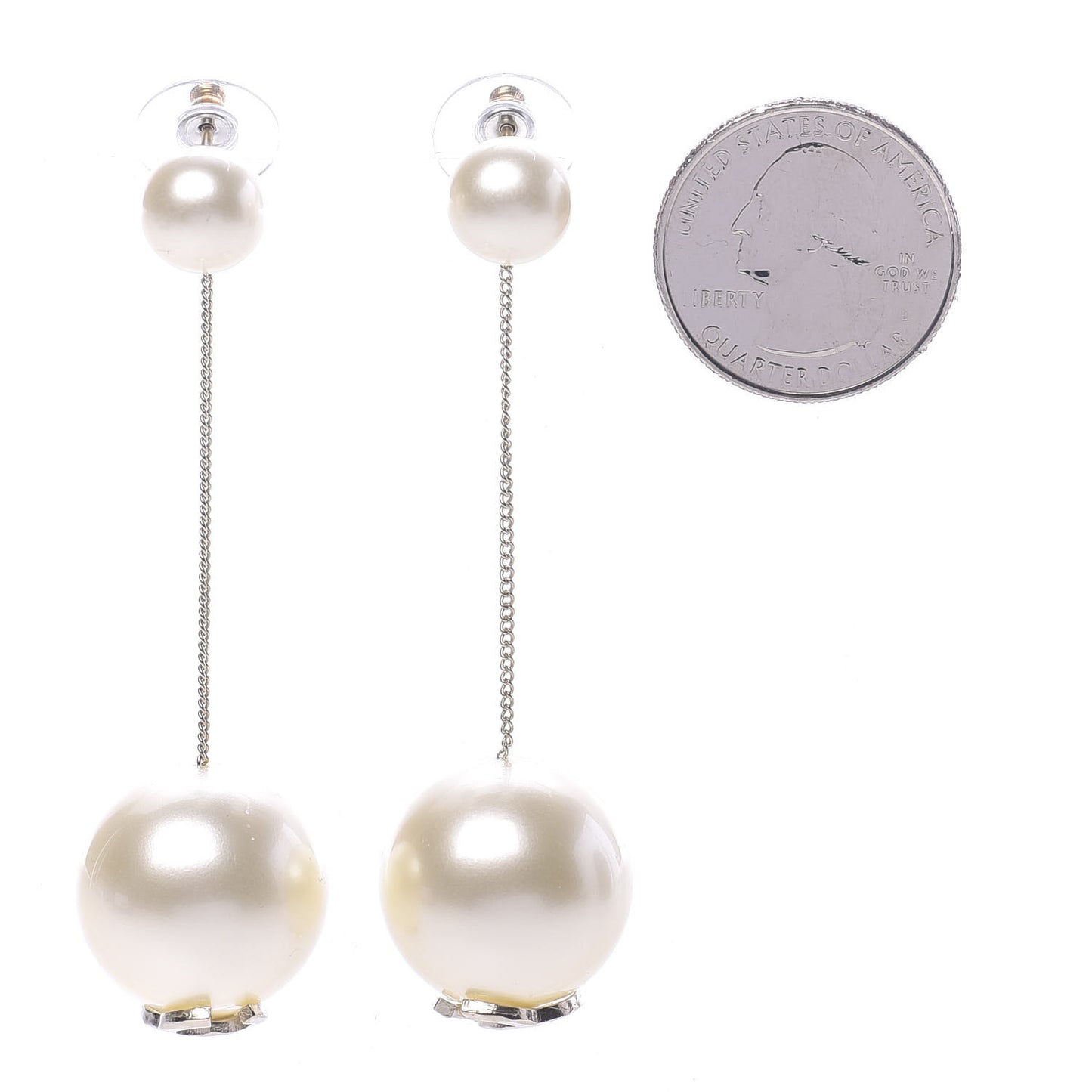 Pearl CC Drop Earrings Gold