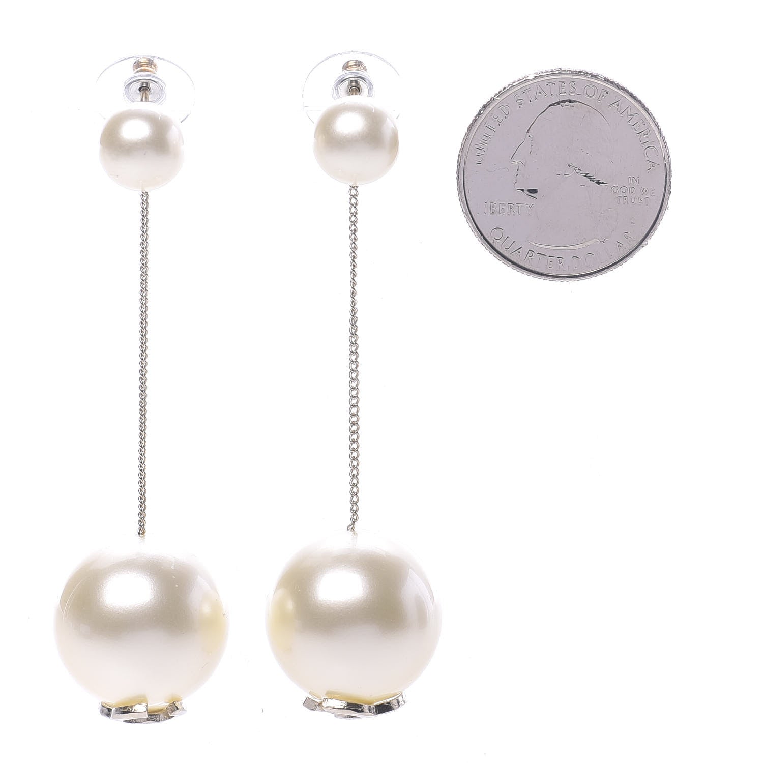 Chanel Pearl CC Drop Earrings Gold 2 of 4