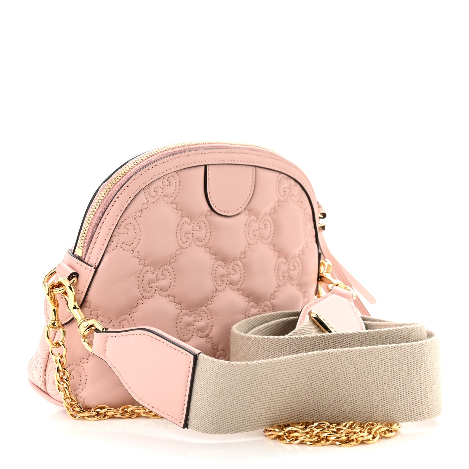 Gucci Calfskin GG Matelasse Small Dome Shoulder Bag Perfect Pink Natural 2 of 11
