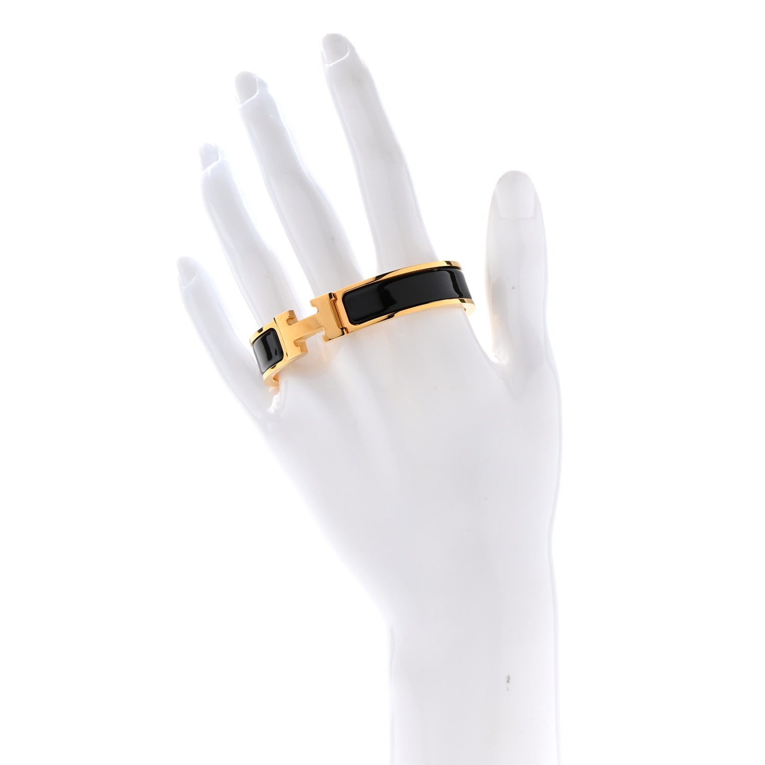 Hermes Enamel Narrow Clic Clac H Bracelet GM Black 2 of 7
