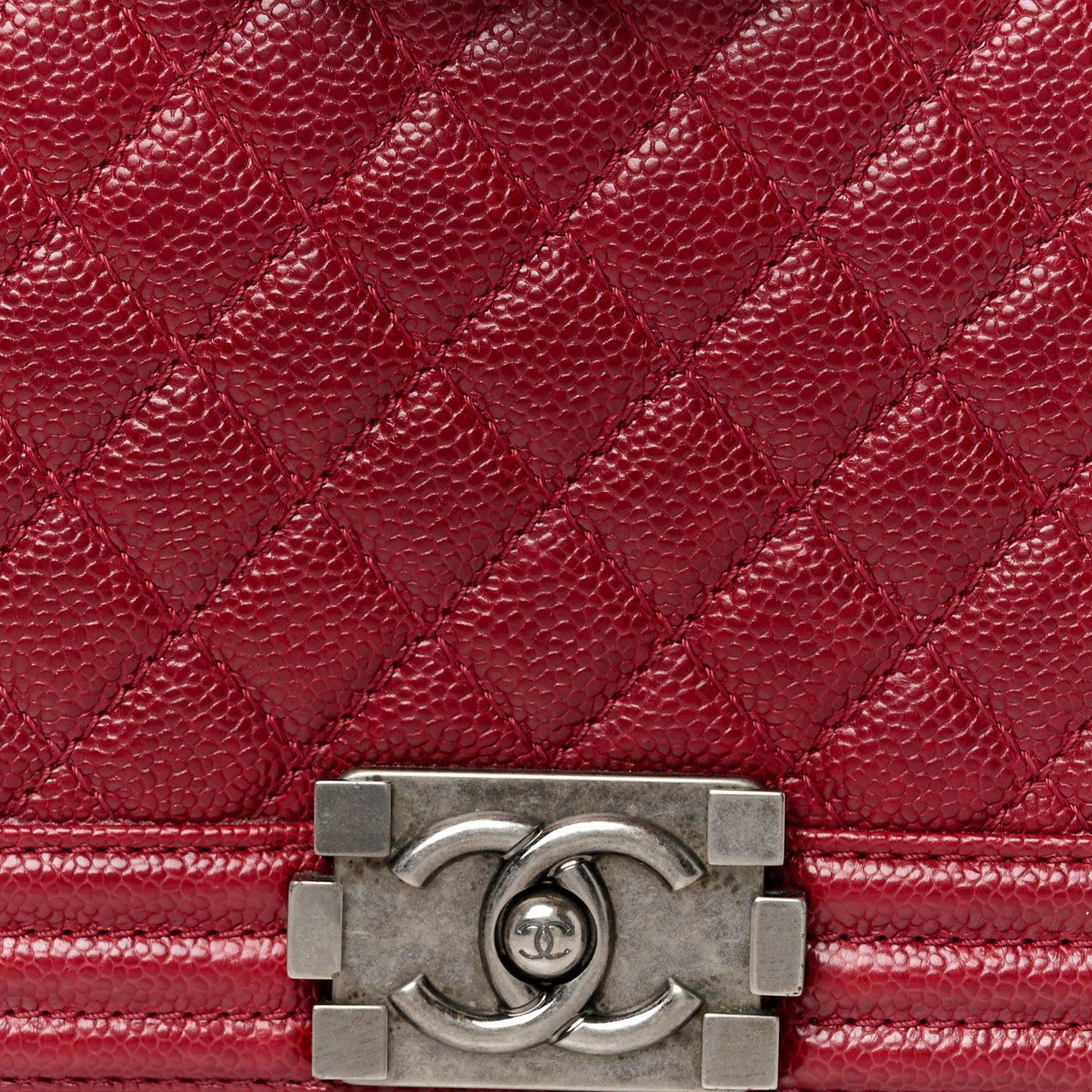 Caviar Quilted New Medium Boy Flap Dark Red