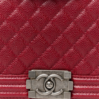 Chanel Caviar Quilted New Medium Boy Flap Dark Red 8 of 10