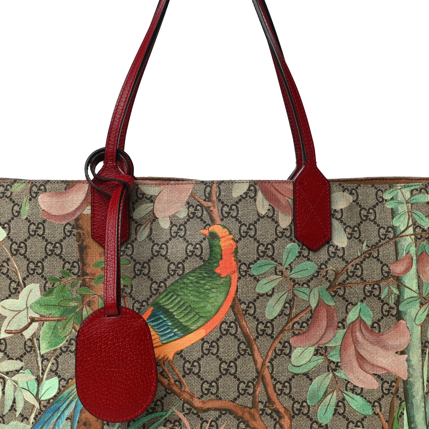 GG Supreme Monogram Tian Medium Shopping Tote Beige Multicolor Red
