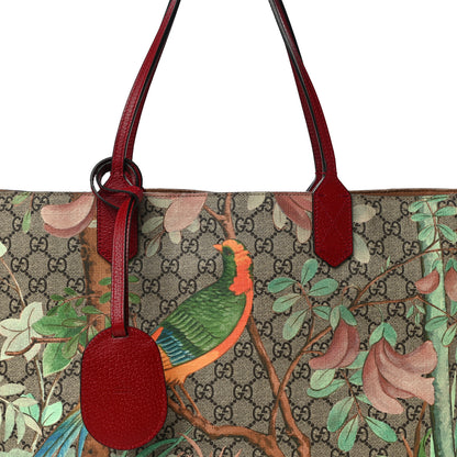 Gucci GG Supreme Monogram Tian Medium Shopping Tote Beige Multicolor Red 9 of 13