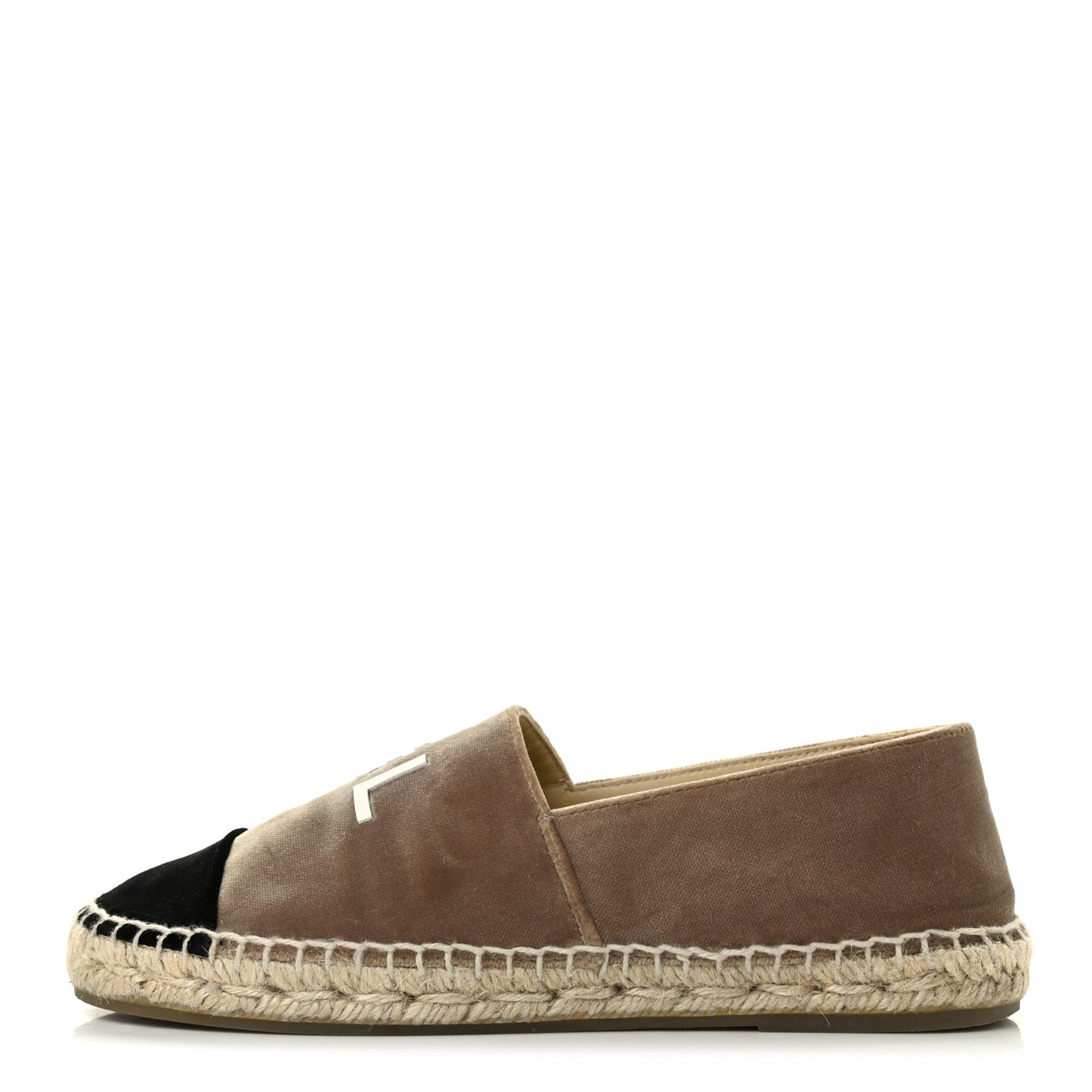 Velvet Logo Espadrilles 36 Beige Black